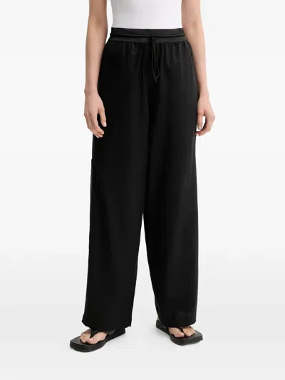 Mmc Studio Linen Drawstring Pocket Trousers In Black