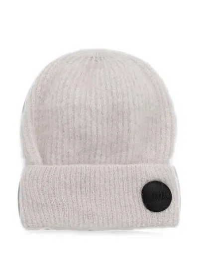 Mmc Studio Logo-patch Ribbed-knit Beanie Hat In Neutral