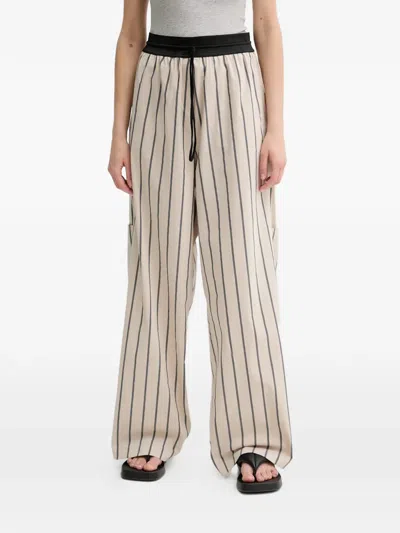 Mmc Studio Nabil Striped-detail Trousers In Neutral