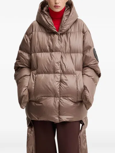 Mmc Studio Quilted Hooded Jacket In Brown