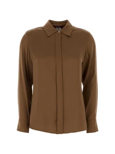 Mmc Studio Xero Satin Shirt In Brown