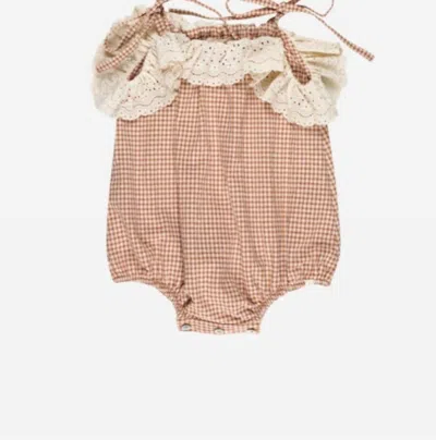Möme Portugal Kid's Clementina Frilled Bodysuit In Terracotta In Brown