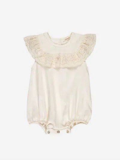 Möme Portugal Kid's Laurinda Lace Bodysuit In Natural In White