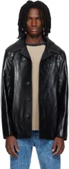 Mmic Black Boulevard Leather Coat In Black