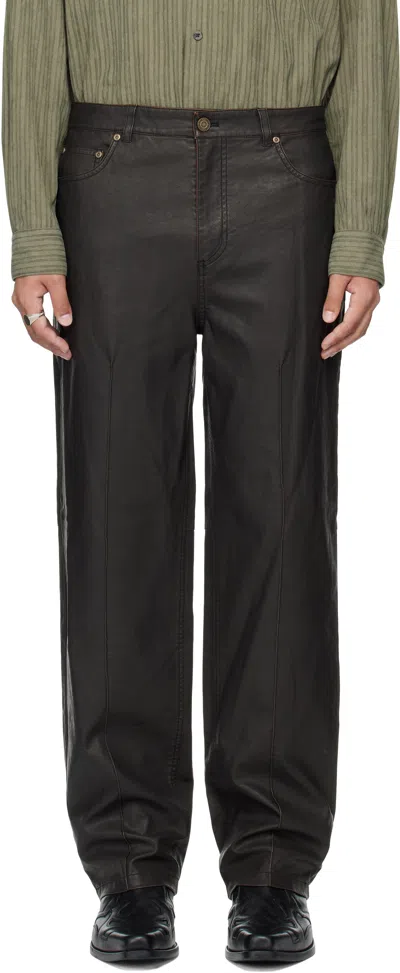 Mmic Brown Boheme Faux-leather Trousers
