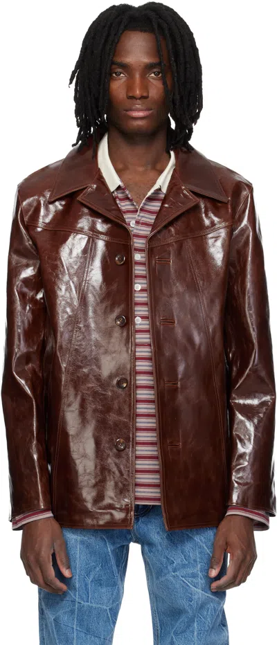 Mmic Brown Boulevard Leather Coat