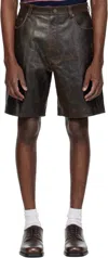 Mmic Brown Deadend Leather Short In Brown