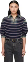 Mmic Navy & Beige Boho Polo In Sand