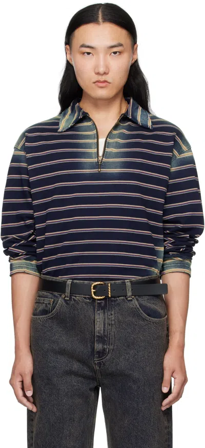 Mmic Navy & Beige Boho Polo In Sand