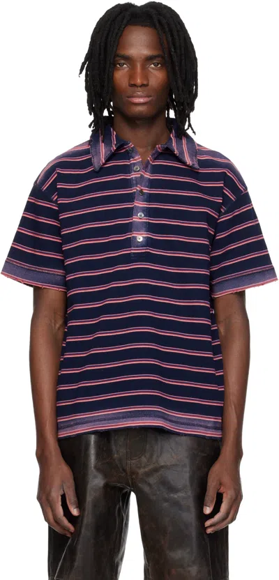 Mmic Navy & Pink Sunstripe Polo