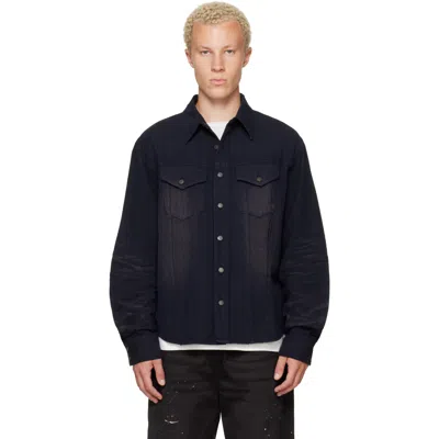 Mmic Navy Ridge Herringbone Shirt