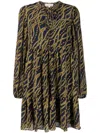 Michael Michael Kors Mmk Printed Midi Dress In Blue