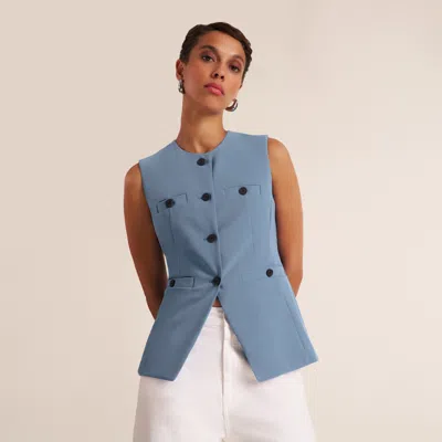 M.m.lafleur Aliza Travel Vest - Origamitech In Dusty Blue