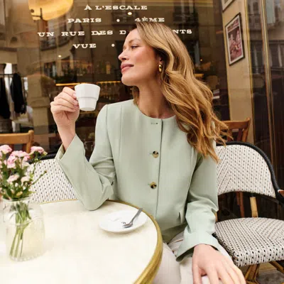 M.m.lafleur Aniya Crop Jacket - Origamitech In Celadon