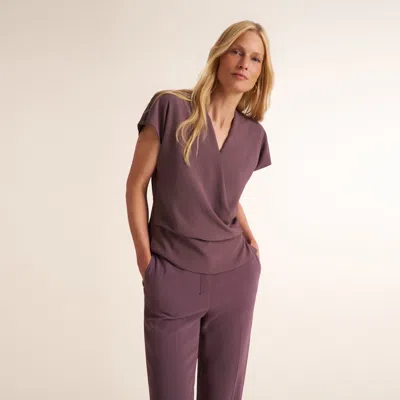 M.m.lafleur Antonia Faux Wrap Top - Eco Soft Wave In Hazy Mauve