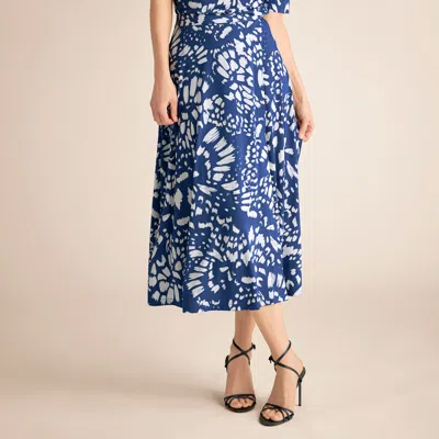 M.m.lafleur Ara Midi Skirt - Light Printed Jersey In Abstract Hydrangea
