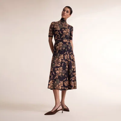 M.m.lafleur Ara Midi Skirt - Light Printed Jersey In Gilded Garden