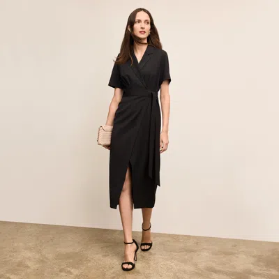 M.m.lafleur Arlette Wrap Dress - Air Twill In Black