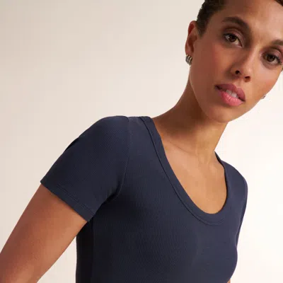 M.m.lafleur Avi Scoopneck T-shirt - Ribbed Pima Cotton In Oxford