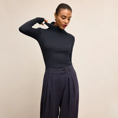 M.m.lafleur Axam Layering Turtleneck - Organic Ribbed Pima Cotton In Dark Navy