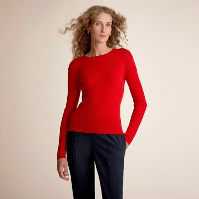 M.m.lafleur Beck Fitted Crewneck Sweater - Ribbed Merino In Candy Apple