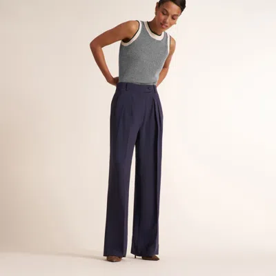 M.m.lafleur Bia Pleated Trouser - Everyday Crepe With Topstitch In Oxford