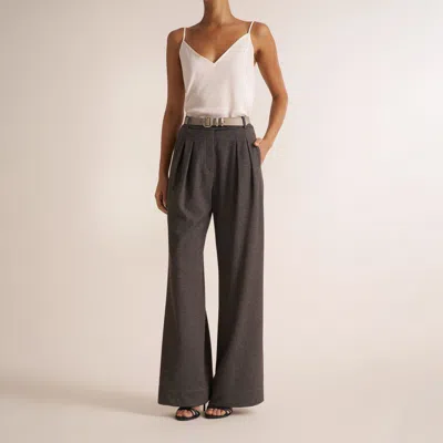 M.m.lafleur Bia Pleated Trouser - Knit Suiting In Gray