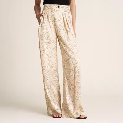 M.m.lafleur Bia Pleated Trouser - Printed Burnout In Black/ivory