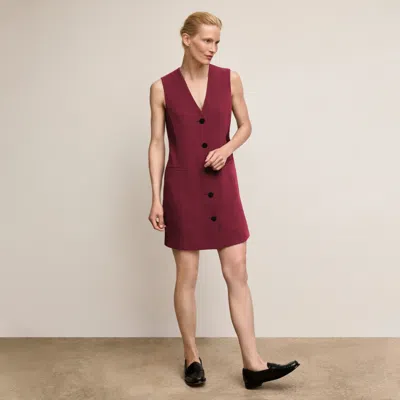 M.m.lafleur Blanca Vest Dress - Everyday Crepe With Topstitch In Dark Fuchsia