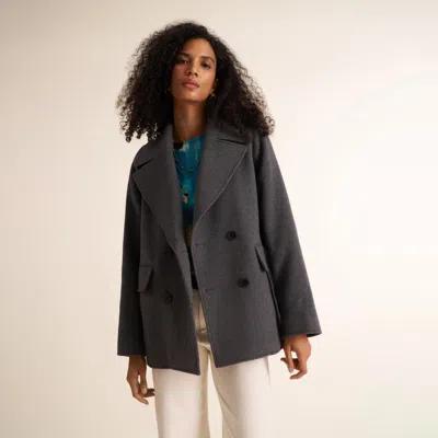 M.m.lafleur Calista Coat - Felted Wool Cashmere In Dark Gray Melange