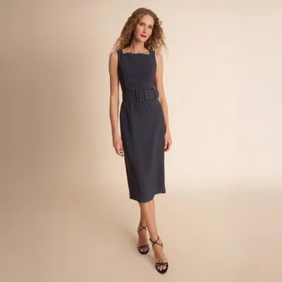 M.m.lafleur Carmela Longline Dress - Everyday Crepe With Topstitch In Oxford