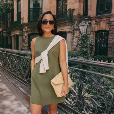 M.m.lafleur Carolina Flex Dress - Luxe Flex Suiting In Bright Olive