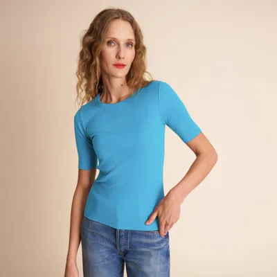 M.m.lafleur Chana Fitted T-shirt - Organic Ribbed Pima Cotton In Aquarius