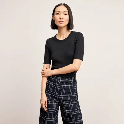 M.m.lafleur Chana Fitted T-shirt - Organic Ribbed Pima Cotton In Black