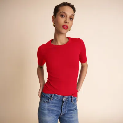 M.m.lafleur Chana Fitted T-shirt - Organic Ribbed Pima Cotton In Red Ribbon