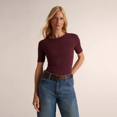 M.m.lafleur Chana Fitted T-shirt - Ribbed Pima Cotton In Aubergine