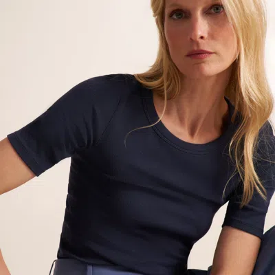 M.m.lafleur Chana Fitted T-shirt - Ribbed Pima Cotton In Oxford