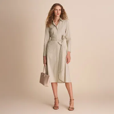 M.m.lafleur Charlie Shirt Dress - Evercrisp In Tan/ivory