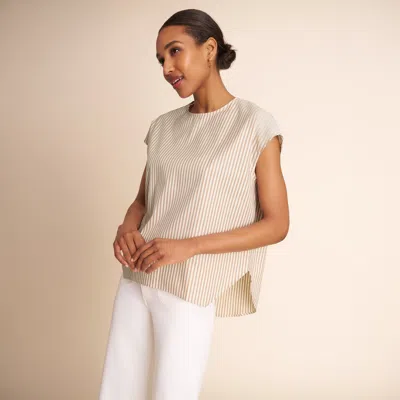 M.m.lafleur Didion Drape Top - Evercrisp In Tan/ivory