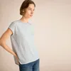 M.m.lafleur Didion Drape Top - Shadow Stripe In Ivory/viridian
