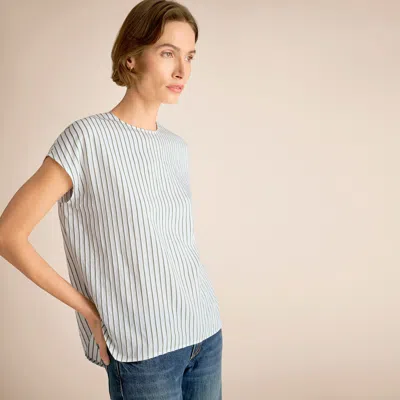 M.m.lafleur Didion Drape Top - Shadow Stripe In Ivory/viridian