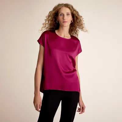 M.m.lafleur Didion Drape Top - Washable Silk Charmeuse In Dark Fuchsia