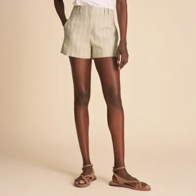 M.m.lafleur Drew Crisp Short - Cloudweave In Laurel Green Stripe