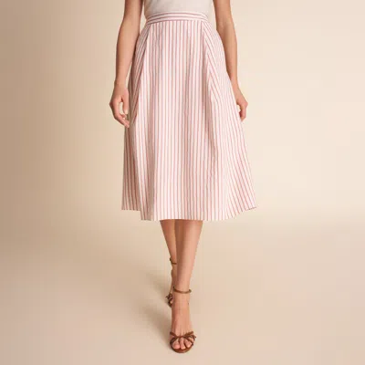 M.m.lafleur Easton Vacation Skirt - Striped Dobby In Ivory/melon