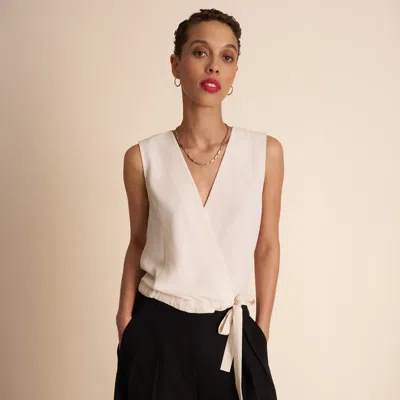 M.m.lafleur Elodie Tie-waist Top - Eco Soft Wave In Ivory