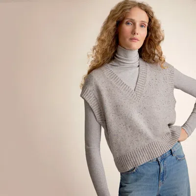 M.m.lafleur Eloise Sweater Vest - Confetti Wool In Cinder