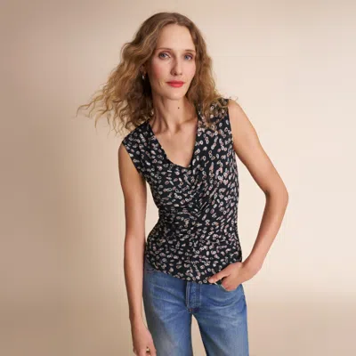 M.m.lafleur Franka Ruched Top - Light Printed Jersey In Spin Dot