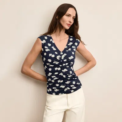 M.m.lafleur Franka Ruched Top - Printed Jersey In Petal Print