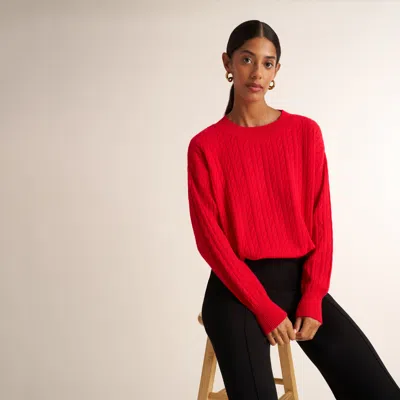 M.m.lafleur Giselle Cable Sweater - Cashmere In Red