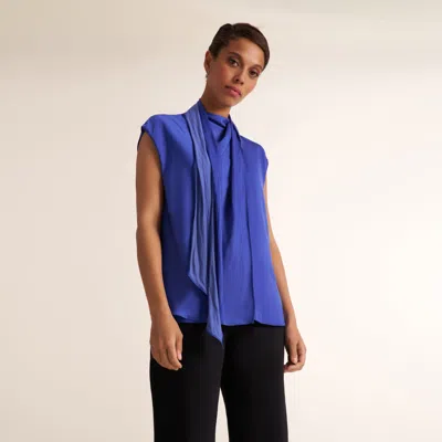 M.m.lafleur Ismelka Scarf Top - Eco Drape In Lapis